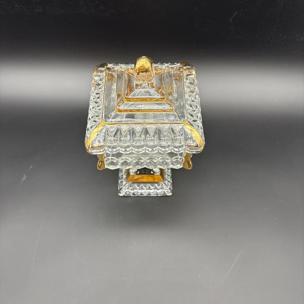 Vintage Jeannette Glass Wedding Cake Box Candy Dish 8.25